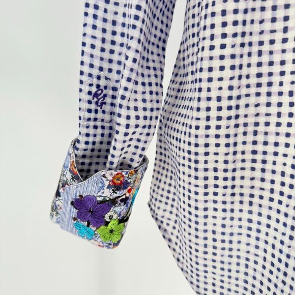 Robert Graham Woven Button Front Long Sleeve, Pemba Purple Navy Plaid Check M - Picture 9 of 10